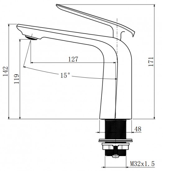 Norico Eden Black Bathroom Basin Mixer Tapware