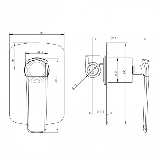 Norico Eden Black Shower/Bath Wall Mixers Tapware