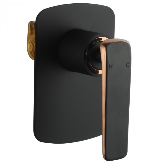 Esperia Matt Black & Rose Gold Shower/Bath Wall Mixer Solid Brass Wall Mounted