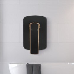 Esperia Matt Black & Rose Gold Shower/Bath Wall Mixer Solid Brass Wall Mounted Esperia Matt Black & Rose Gold Shower/Bath Wall Mixer Solid Brass Wall Mounted