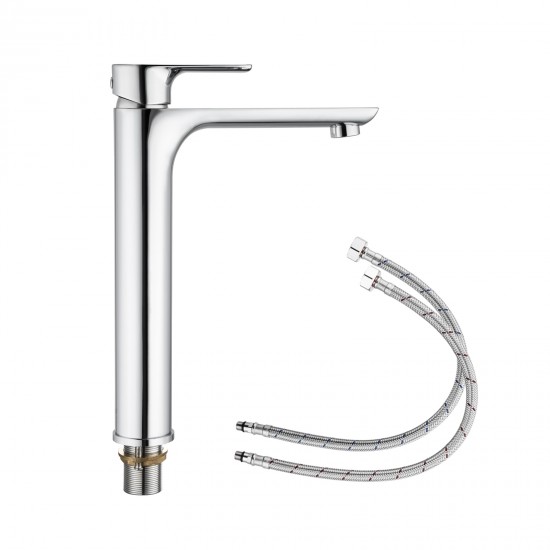 Solid Brass Chrome Tall Basin Mixer Tap Bathroom Basin Tap