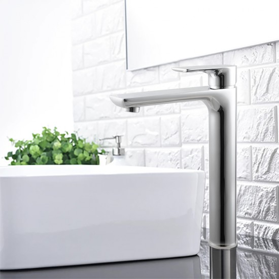 Solid Brass Chrome Tall Basin Mixer Tap Bathroom Basin Tap