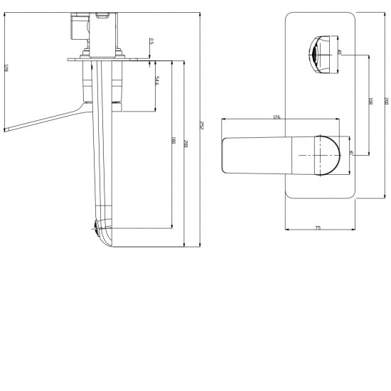 Rumia Chrome Bathtub Basin Wall Mixer With Spout Solid Brass Watermark