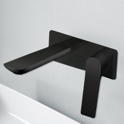 Rumia Matt Black Bathtub Basin Wall Mixer With Spout Solid Brass Watermark Rumia Matt Black Bathtub Basin Wall Mixer With Spout Solid Brass Watermark