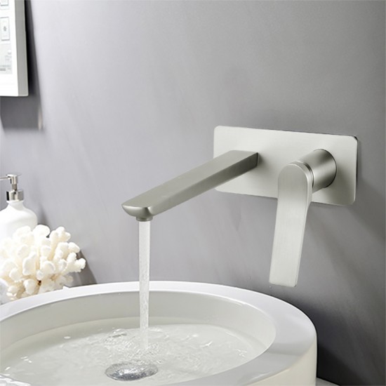 Rumia Brushed Nickel Bathtub Spout Basin Wall Mixer With Spout Water Spout