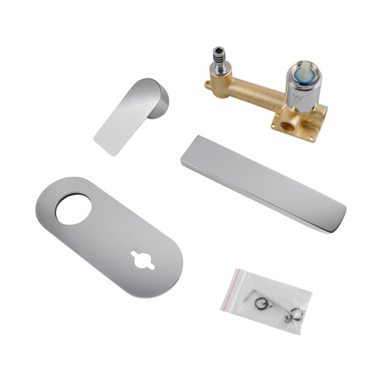 Chrome Bathtub/Basin Wall Mixer With Spout Wall Mounted Chrome Bathtub/Basin Wall Mixer With Spout Wall Mounted