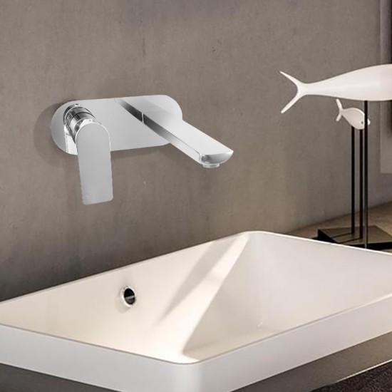 Chrome Bathtub/Basin Wall Mixer With Spout Wall Mounted Chrome Bathtub/Basin Wall Mixer With Spout Wall Mounted