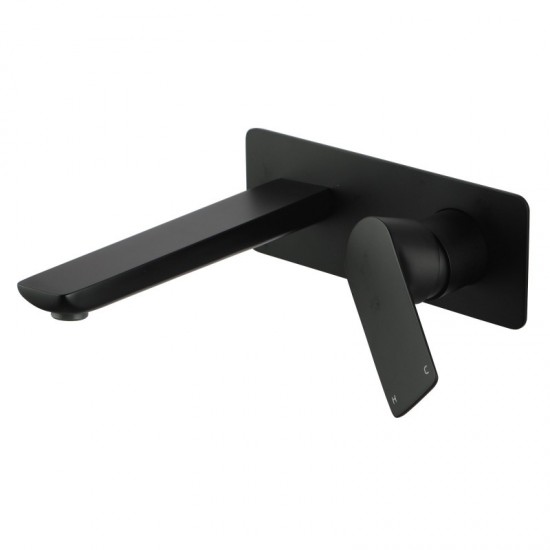 Black Bathtub/Basin Wall Mixer With Spout Wall Mounted