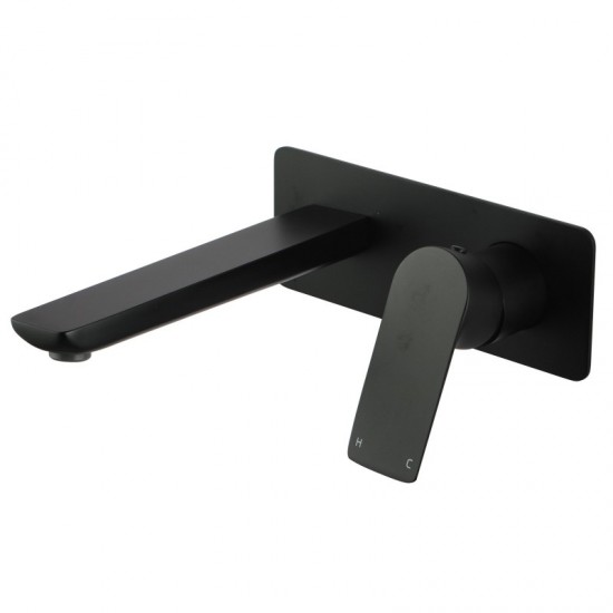 Black Bathtub/Basin Wall Mixer With Spout Wall Mounted