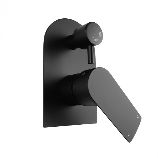 Matt Black Solid Brass Shower Wall Mixer With Diverter