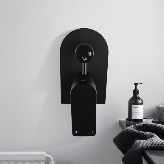 Matt Black Solid Brass Shower Wall Mixer With Diverter