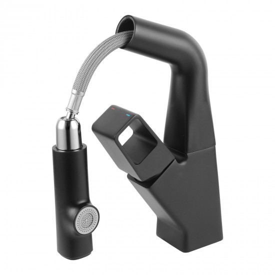 Matte Black 360° Swivel  Pull-out Spout Basin Mixer Tap