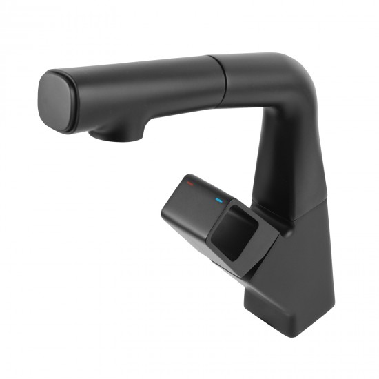 Matte Black 360° Swivel  Pull-out Spout Basin Mixer Tap