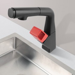 Matte Black&Red 360° Swivel  Pull-out Spout Basin Mixer Tap Matte Black&Red 360° Swivel  Pull-out Spout Basin Mixer Tap