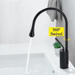 Solid Brass Black 360° Swivel Spout Tall Basin Mixer Tap Solid Brass Black 360° Swivel Spout Tall Basin Mixer Tap