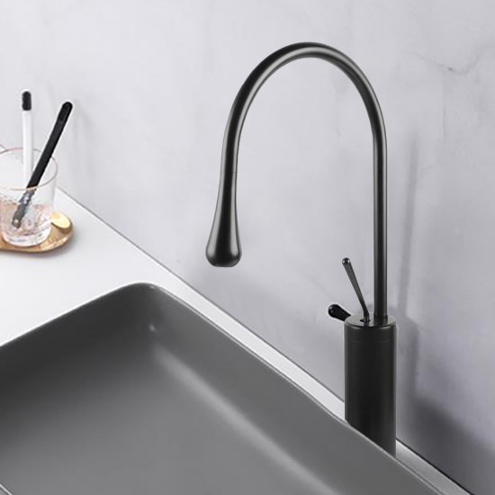 Solid Brass Matte Black 360° Swivel Spout Tall Basin Mixer Tap