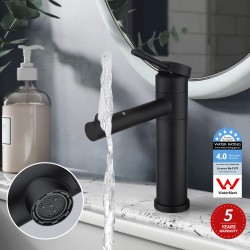 Bathroom Matte Black Basin Mixer Tap Swivel Nozzle Faucet Stainless Steel