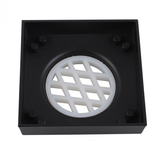 115mm Brass Black Smart Tile Insert Square Floor Waste 90mm Outlet