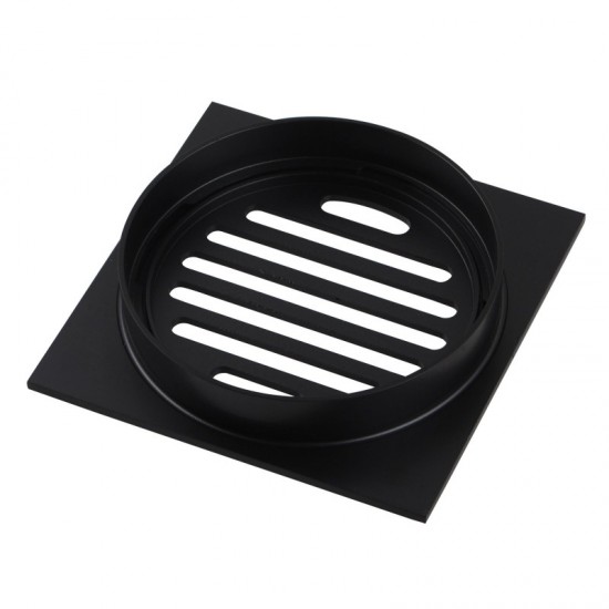 110x110mm Square Black Brass Floor Waste Shower Grate Drain Outlet 100mm