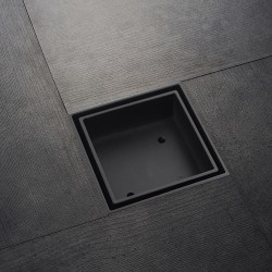 115mm Square Black Smart Tile Insert Floor Waste Brass 100mm Outlet 115mm Square Black Smart Tile Insert Floor Waste Brass 100mm Outlet