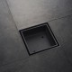 115mm Square Black Smart Tile Insert Floor Waste Brass 100mm Outlet