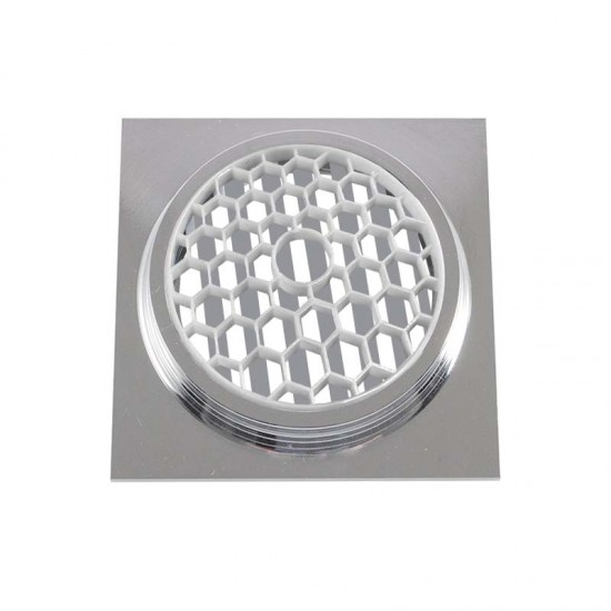 100x100mm Square Chrome Brass Floor Waste Shower Grate Drain Outlet 80mm