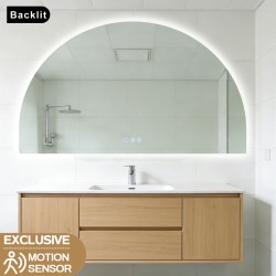 1200x850mm Backlit Arch Led Mirror With Motion Sensor Demister Touch Sensor Switch