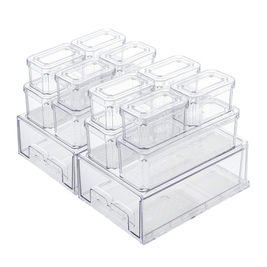 14pcs Stackable BPA-Free Refrigerator Storage Bins Pull Out Storage Drawer with Lids Drain Trays Kitchen Organization,Transparent Food Storage Bins Set 14pcs Stackable BPA-Free Refrigerator Storage Bins Pull Out Storage Drawer with Lids Drain Trays Kitchen Organization,Transparent Food Storage Bins Set