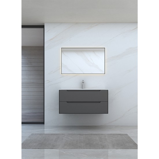 1200mm MDF Wall Hung Deep Grey Vanity With Ceramic Basin 1200mm MDF Wall Hung Deep Grey Vanity With Ceramic Basin