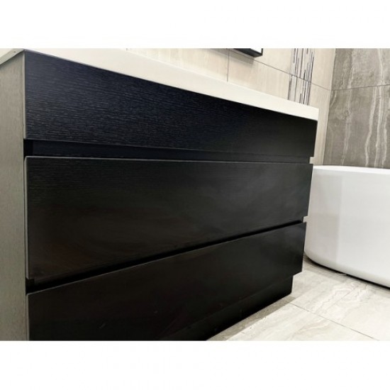 ML 1200mm Plywood Black Floor Standing Vanity With Double Ceramic Basin