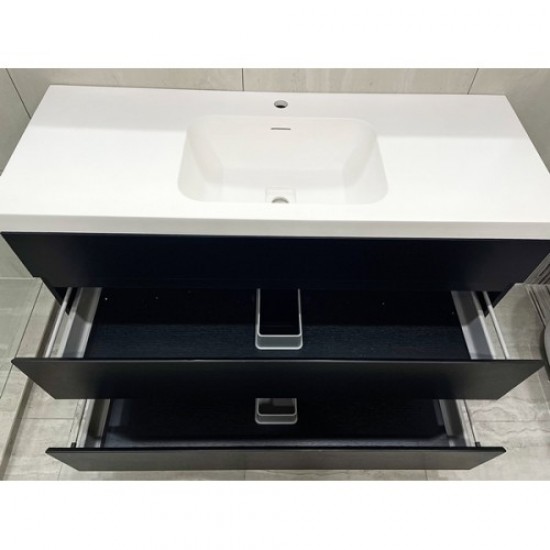 ML 1200mm Plywood Black Floor Standing Vanity With Ceramic Basin