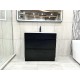 ML 750mm Plywood Black Floor Standing Vanity With Ceramic / Polymarble Basin