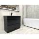 ML 750mm Plywood Black Floor Standing Vanity With Ceramic / Polymarble Basin