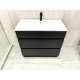 ML 750mm Plywood Black Floor Standing Vanity With Ceramic / Polymarble Basin