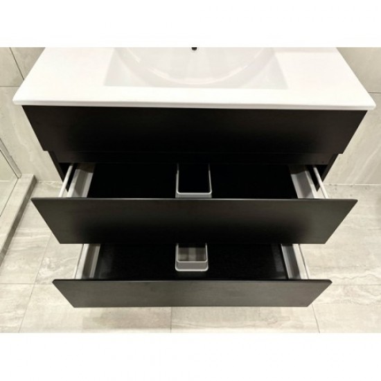 ML 900mm Plywood Black Floor Standing Vanity With Ceramic Basin