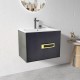 ANGEL 750mm Black Plywood Wall Hung Vanity With Ceramic Basin