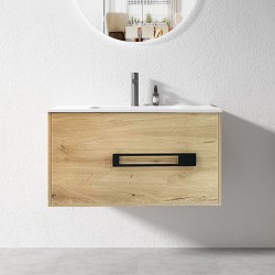 ANGEL 900mm Light Oak Plywood Wall Hung Vanity With Ceramic Basin ANGEL 900mm Light Oak Plywood Wall Hung Vanity With Ceramic Basin