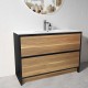 GL 1200mm Plywood Floor Standing Vanity With Single Ceramic Basin Black&Light Oak