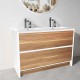 GL 1200mm Plywood Floor Standing Vanity With Double Ceramic Basin White&Light Oak