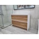GL 1200mm Plywood Floor Standing Vanity With Double Ceramic Basin White&Light Oak