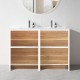 GL 1500mm Plywood Floor Standing Vanity With Double Ceramic Basin White&Light Oak