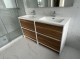 GL 1500mm Plywood Floor Standing Vanity With Double Ceramic Basin White&Light Oak