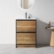 GL 600mm Plywood Floor Standing Vanity With Ceramic Basin Black&Light Oak