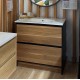 GL 600mm Plywood Floor Standing Vanity With Ceramic Basin Black&Light Oak