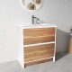 GL 900mm Plywood Floor Standing Vanity With Ceramic Basin White&Light Oak