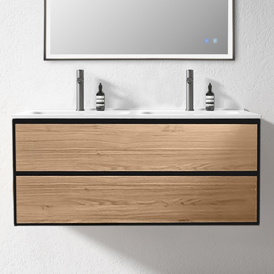 1200mm Plywood Wall Hung Vanity With Double Ceramic Basin