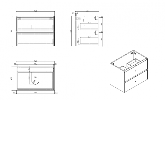 750mm Plywood Wall Hung Vanity With Ceramic Basin