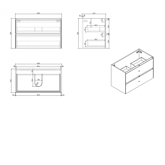 900mm Plywood Wall Hung Vanity With Polymarble Basin