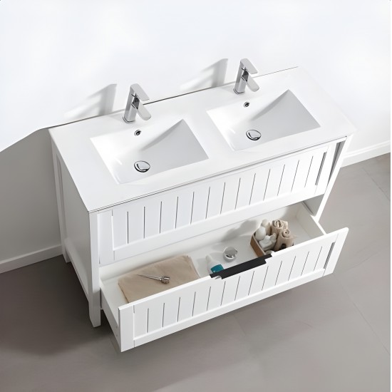 Maya 1500x460x860mm White Floor Standing 2 Drawers Plywood Vanity