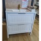 Maya 750x460x860mm White Floor Standing 2 Drawers Plywood Vanity